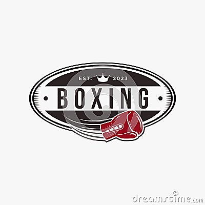 Vintage Classic Boxing Logo badge emblem design, Fighting club, combat club vector Vector Illustration