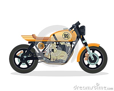 Vintage Classic Cafe Racer Motorcycle Illustration Vector Illustration