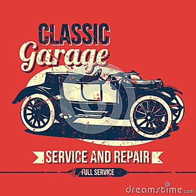 Vintage Classic Garage Design Vector Illustration
