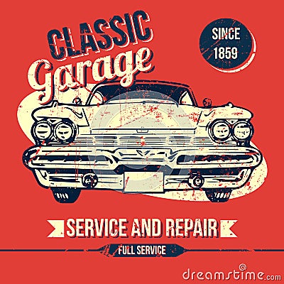 Vintage Classic Garage Design Vector Illustration