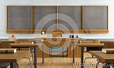 Vintage classroom without student Stock Photo