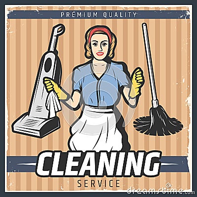 Vintage Cleaning Poster Vector Illustration