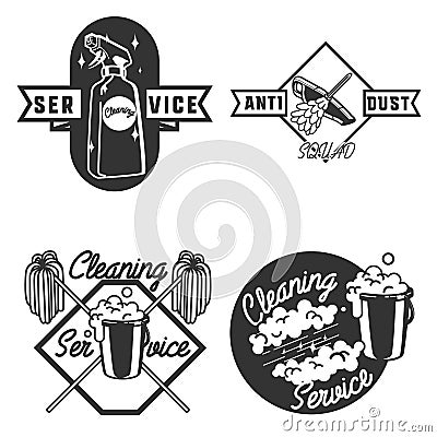 Vintage cleaning service emblems Vector Illustration