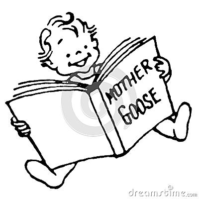 Vintage Clipart 38 Baby Reading Mother Goose Stock Photo