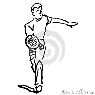 Vintage Clipart 81 Man Playing Tennis Stock Photo