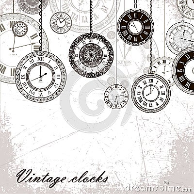 Vintage clock banner background Vector Illustration