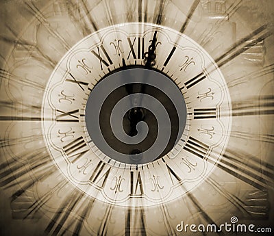 Vintage clock blurred in Stock Photo