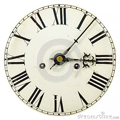 Vintage clock face with roman numbers Stock Photo