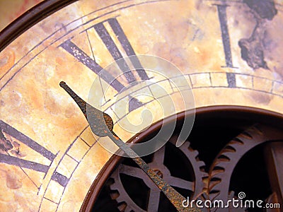 Vintage Clock with Hands Stock Photo