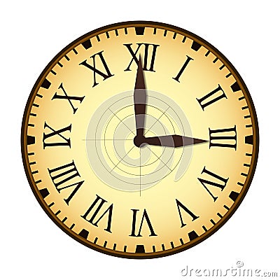 Simple Vintage Clock with Roman Letters as Numbers on the Clockface Stock Photo