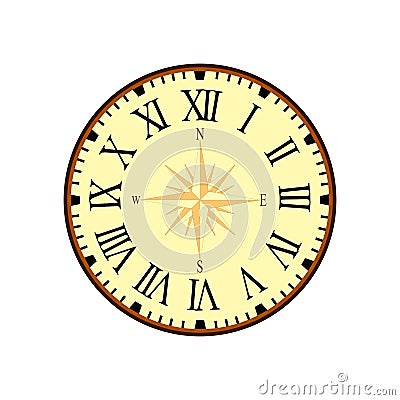 Simple Vintage Clock Vector with Roman Letters as Numbers on the Clockface Stock Photo