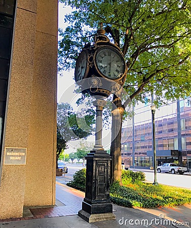Vintage Clock in Washington Square in Columbia, SC Editorial Stock Photo