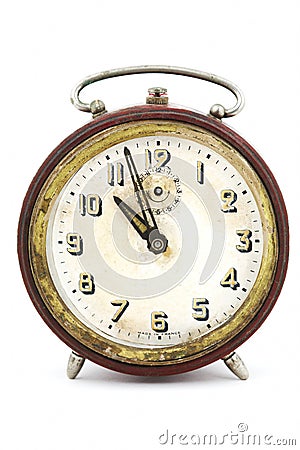 Vintage clock on white Stock Photo