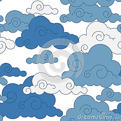 Vintage cloud Chinese seamless pattern Vector Illustration