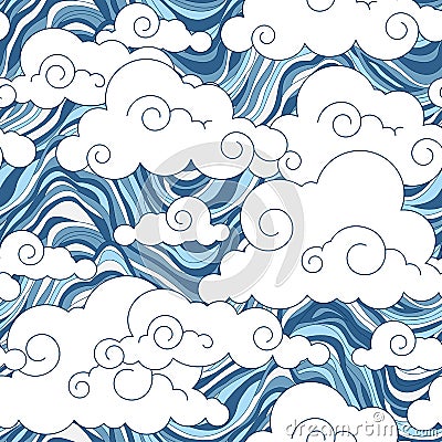 Vintage cloud Chinese seamless pattern Vector Illustration