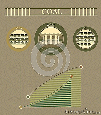 Vintage Coal info graphics Vector Illustration