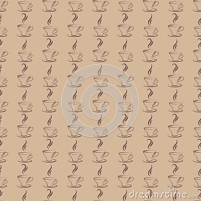 Vintage coffee cups seamless pattern Vector Illustration