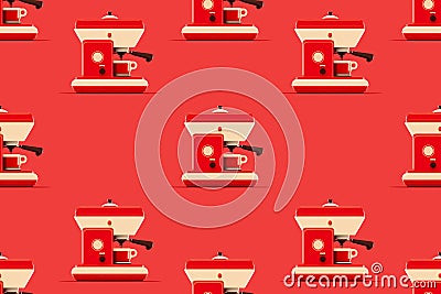 Vintage coffee machine pattern illustration. Cartoon Illustration