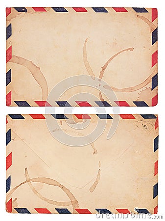 Vintage, Coffee-Stained Airmail Envelope Stock Photo