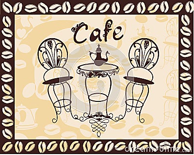 Vintage coffee table and chairs for the cafe sign Stock Photo