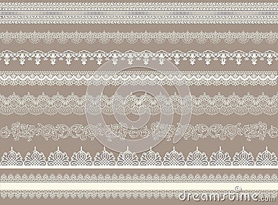 Vintage collection of lace ribbons Vector Illustration