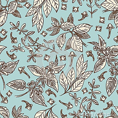 Vintage color spices seamless pattern Vector Illustration