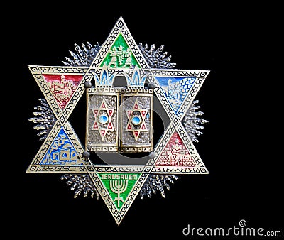 Vintage colorful Magen David (Star of David) Stock Photo