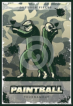 Vintage Colorful Paintball Club Poster Vector Illustration