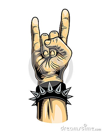 Vintage colorful rock gesture template Vector Illustration