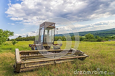 Vintage combine harvester for grain Stock Photo