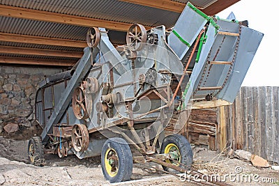 Vintage Combine Harvester Stock Photo