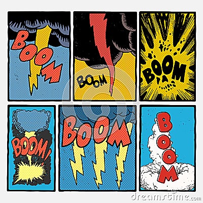 Vintage comic book explosions Vector Illustration