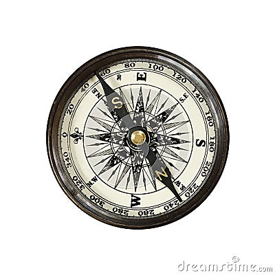 Vintage compass isolated on white Stock Photo