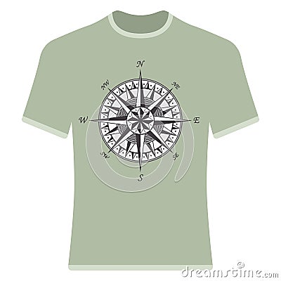Vintage compass rose t-shirt. Vector Illustration