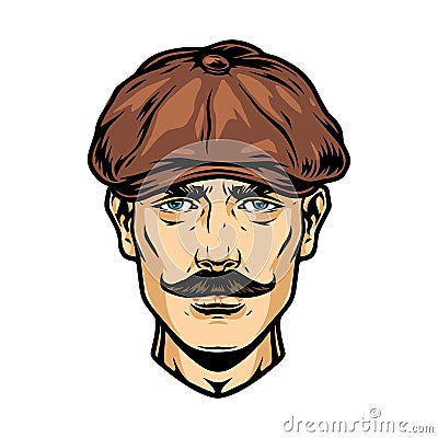 Vintage concept of trendy mustached male head Vector Illustration