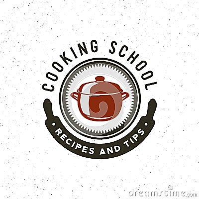 Vintage cooking classes logo. retro styled culinary school emblem. vector illustration Vector Illustration