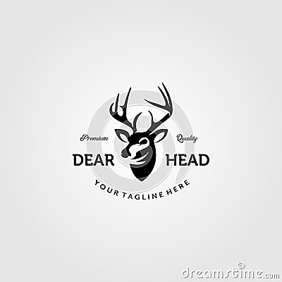 Vintage cool deer head logo vector emblem illustration design Vector Illustration