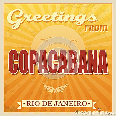 Vintage Copacabana, Rio de Janeiro poster Vector Illustration