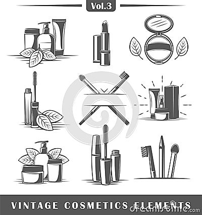 Vintage cosmetics elements Vector Illustration