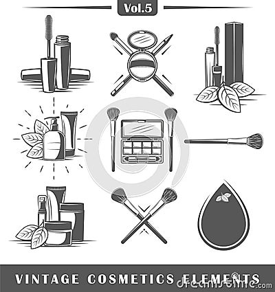 Vintage cosmetics elements Vector Illustration