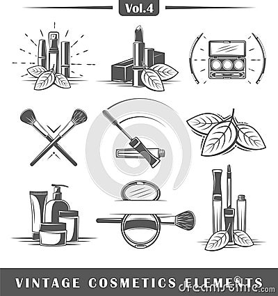 Vintage cosmetics elements Vector Illustration