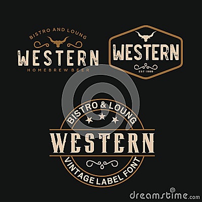 Vintage Country Emblem Typography for Western Bar/Restaurant Logo design inspiration - Vector Vector Illustration