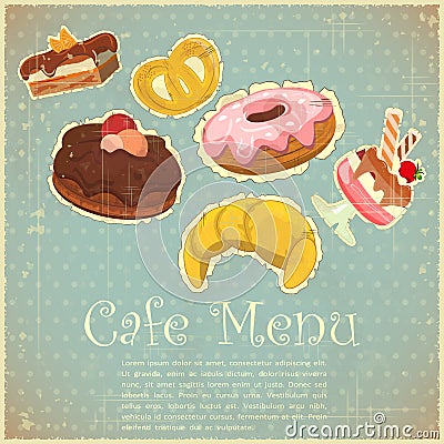 Vintage Cover Cafe or confectionery Menu Vector Illustration