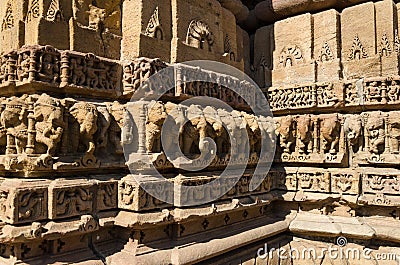 Vintage crafted designs on rocks at Sun Temple Modhera in Ahmed Stock Photo