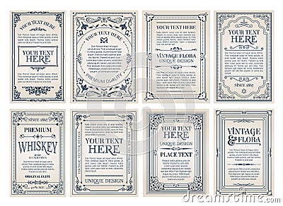 Vintage creative cards template with beautiful flourishes ornament Vector Illustration