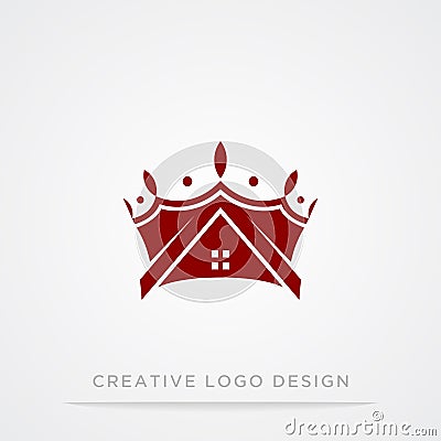 Vintage Creative Crown and home abstract Logo design template. Vintage Crown Logo Royal King Queen concept symbol Logotype Stock Photo