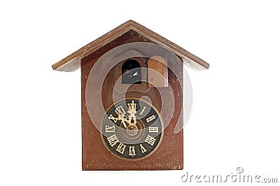 vintage Cuckoo Clock on white background Stock Photo