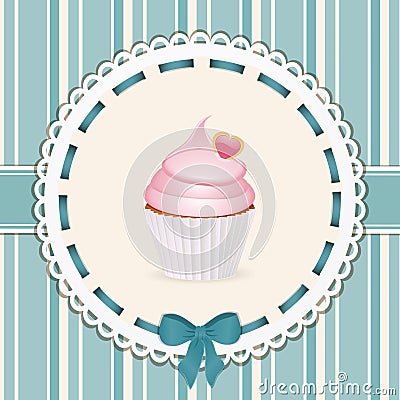 Vintage cupcake background blue Vector Illustration