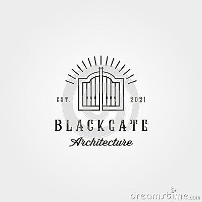 Vintage curved gate logo vector illustration design, line art style Vector Illustration