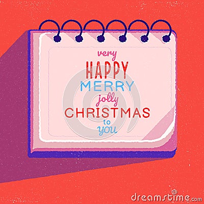 Vintage cute hand drawn artistic note. Very happy Merry jolly Christmas to you template. Vector Illustration